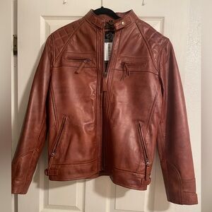 100% Genuine Leather Jacket - Cognac
